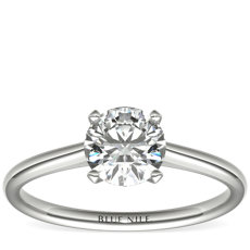 Petite Nouveau Four Claw Solitaire Engagement Ring in 14k White Gold